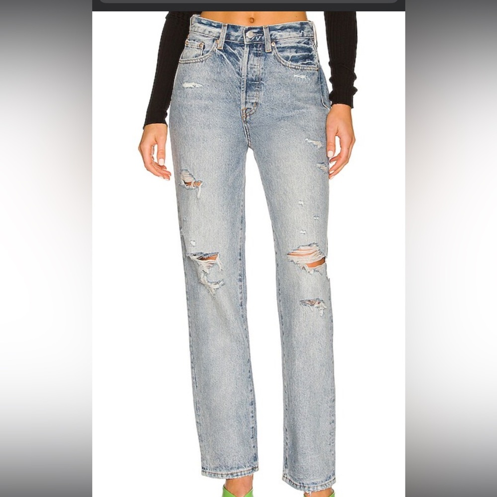 Pistola Paloma, distressed super high rise, Straight leg jeans